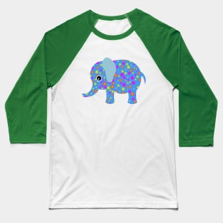 Cute Baby Elephant Flower Floral Art Design Baseball T-Shirt